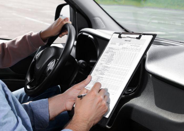 During the driving test by Budget Driving School