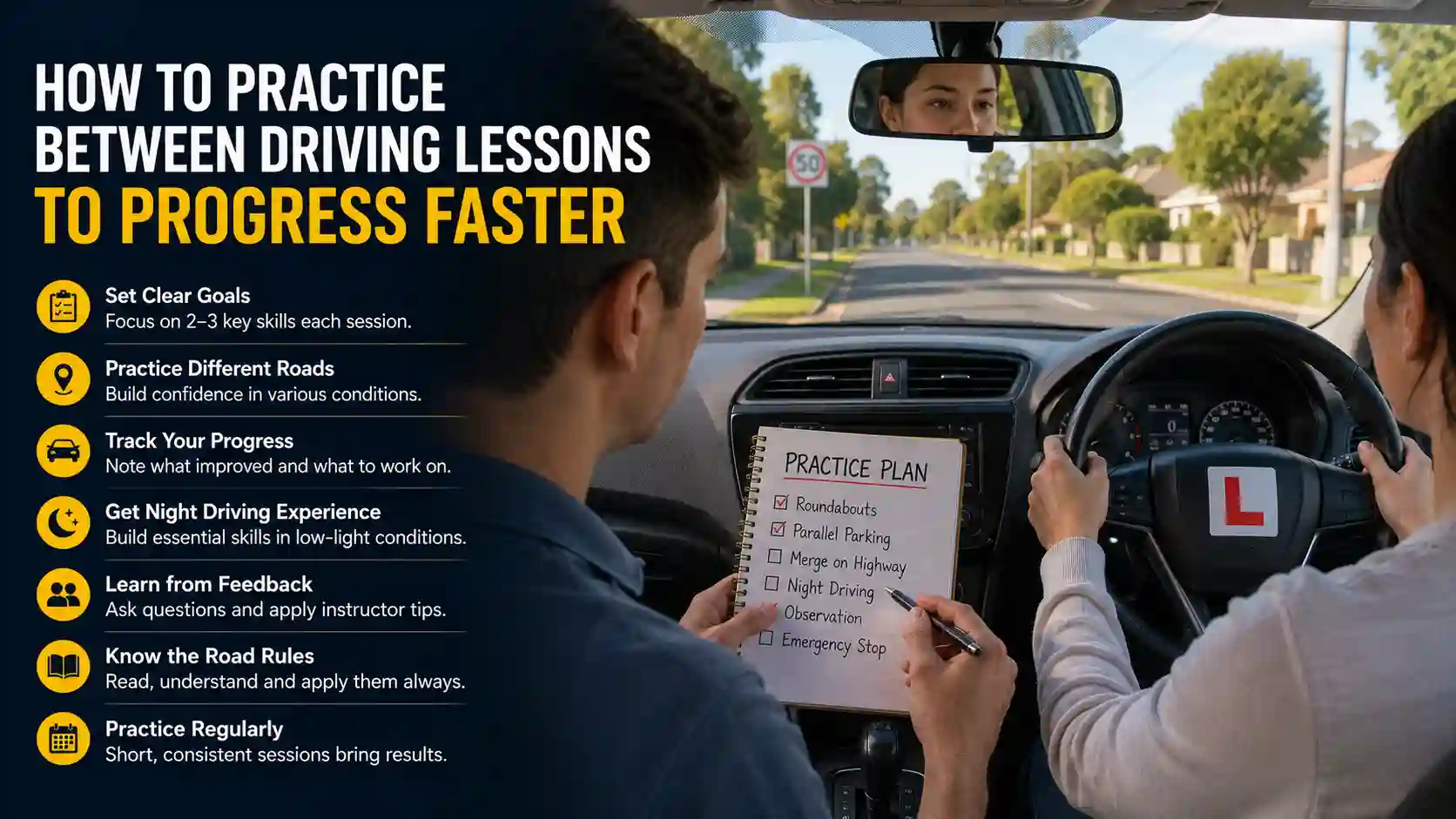 How to Practice Between Driving Lessons to Progress Faster